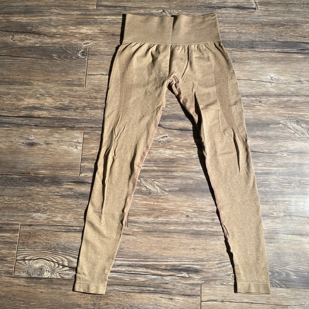 Tan high-waisted leggings #leggings #activewear